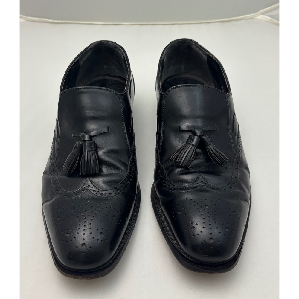 Hanover Mens Black Leather Tassel Wingtip Loafers Made in USA 9.5 D/B 3654